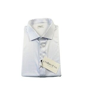 Collars & Co. White Purple Checked Dress Collar Men's Polo Shirt Size XL NWT